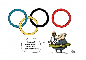 Ringen Olympia Karikatur Schwarwel