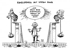 Kanzlerduell SPD CDU Moderator Stefan Raab Karikatur Schwarwel