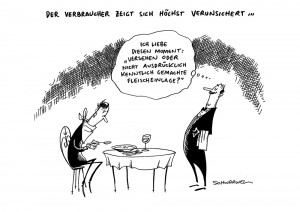 Pferdefleisch Skandal Bedürftige Karikatur Schwarwel