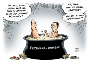 Napolitano Steinbrück Clown Vergleich Karikatur Schwarwel