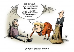 Rettungspakt Zypern Merkel Einlagengarantie Konto Karikatur Schwarwel