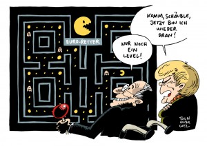 Euro Rettung Merkel Schäuble Länder Schulden Karikatur Schwarwel