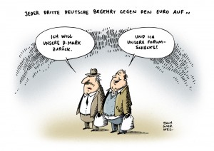 Euro Krise Einkommen D Mark zurück Karikatur Schwarwel