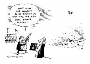 BER Verfahren Misschatung Umweltgesetze Karikatur Schwarwel