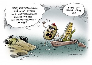Gen Saatgut Hersteller Monsanto Europa Karikatur Schwarwel