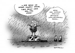 Wahl Versprechen Kindergeld Rente Merkel Karikatur Schwarwel
