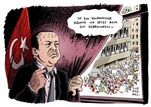 Weiter Proteste gegen Erdogan und seine Regierungspolitik Karikatur Schwarwel