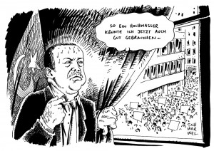 Weiter Proteste gegen Erdogan und seine Regierungspolitik Karikatur Schwarwel