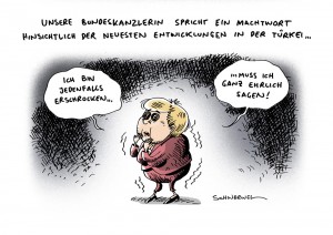 Bundeskanzlerin Merkel äußert sich "erschrocken" hnsichtlich der Gewalt in der Türkei karikatur schwarwel