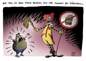 Internet-Beratung: McDonald's rät Mitarbeitern von McDonald's ab - Karikatur Schwarwel