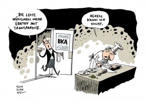 Fall Edathy: BKA zerstört Vertrauen mit Salami-Taktik - Karikatur Schwarwel