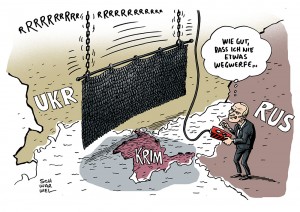Ukraine: Putin riskiert im Krim-Konflikt neuen Kalten Krieg - Karikatur Schwarwel