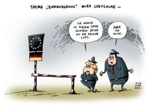 Zuwanderung: Merkel greift in Streit ein - Karikatur Schwarwel