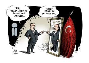 Türkei: Erdogan entlässt im Korruptionsskandal massenhaft Polizei- und Justizbeamte - Karikatur Schwarwel