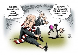 Steueraffäre: Hoeneß läßt in Finanzbehörden nach Maulwurf suchen Karikatur Schwarwel
