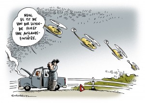 Verteidigungsministerin: Von der Leyen will mehr Auslandseinsätze der Bundeswehr - Karikatur Schwarwel