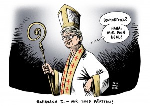 Schavan: Ex-Bildungsministerin und CDU-Vize-Vorsitzende soll deutsche Botschafterin am Heiligen Stuhl werden - Karikatur Schwarwel