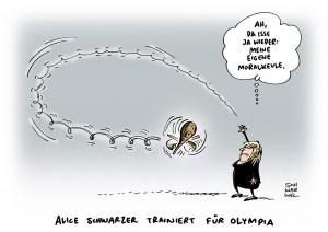 Steuerbetrug: Alice Schwarzer unter Beschuss - Karikatur Schwarwel