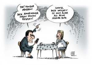 Lauschangriff: NSA soll Gerhard Schröder abgehört haben - Karikatur Schwarwel