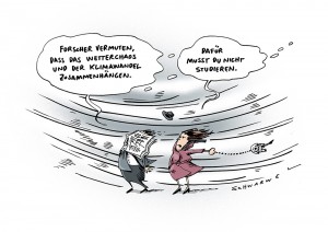 These von US-Forscher: Wetterchaos könnte mit Klimawechsel zusammenhängen - Karikatur Schwarwel