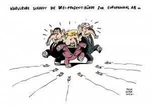 Europawahl: Karlsruhe kippt mit Urteil Drei-Prozent-Hürde - Karikatur Schwarwel