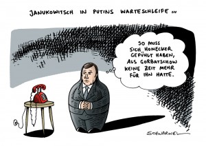 Ukraine: Janukowitsch gibt sich nicht geschlagen - Karikatur Schwarwel