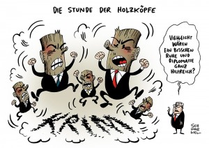 Ukraine: Steinmeier kritisiert US-Drohgebärden und setzt auf Diplomatie - Karikatur Schwarwel