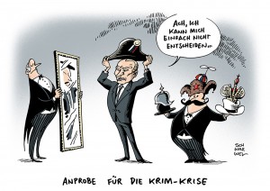 Krim: Putins Taktik undurchsichtig - Karikatur Schwarwel