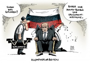 Krim-Krise: Putin gibt sich in Pressekonferenz als russischer Autokrat - Karikatur Schwarwel