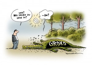 GroKo: Regierungsaufgaben bleiben liegen - Karikatur Schwarwel