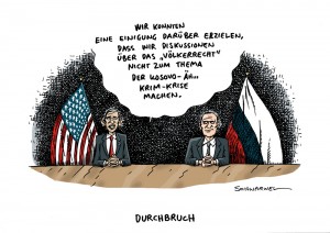 Krim-Krise: Russland rechtfertigt Brechung des Völkerrechts mit ähnlichem Verhalten der NATO im Kosovo - Karikatur Schwarwel