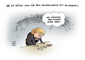 Krim-Krise: EU ist für Handelskrieg mit Russland schlecht aufgestellt - Karikatur Schwarwel