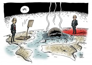 Krim-Krise: US-Sanktionen gegen Russland könnten auch EU treffen - Karikatur Schwarwel