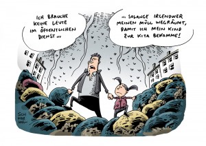 Warnstreiks im öffentlichen Dienst – Karikatur Schwarwel