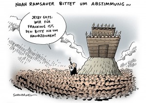 Energiekrise: Ramsauer und Union behalten Fracking als Möglichkeit in der Hinterhand - Karikatur Schwarwel