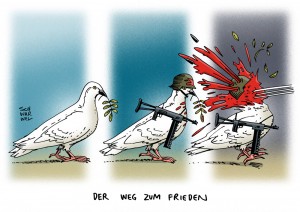 Ukraine-Krise: Nach Offensive der ukrainische Armee hält Putin Genfer Abkommen für gescheitert - Karikatur Schwarwel