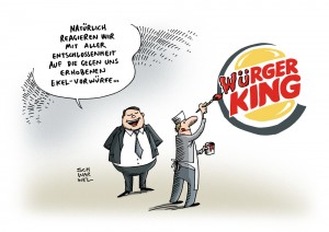 Lebensmittelsicherheit: Burger King greift bei Ekel-Filialen hart durch - Karikatur Schwarwel