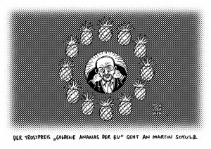 Trostpreis für Martin Schulz: EU-Parlamentspräsident wiedergewählt - Karikatur Schwarwel