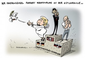 Flugzeugabsturz über Ostukraine: Für Untersuchung fordert Merkel einen Waffenstillstand - Karikatur Schwarwel