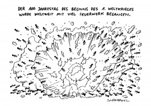 100. Jahrestag des Beginns des Ersten Weltkrieges - Karikatur Schwarwel