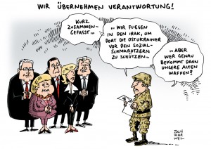 Krisengebiete: Bundesregierung entsendet 6 deutsche Soldaten in den Irak. Entscheidung über Waffenlieferung folgt.