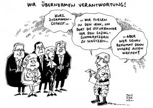 Krisengebiete: Bundesregierung entsendet 6 deutsche Soldaten in den Irak. Entscheidung über Waffenlieferung folgt.