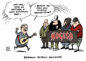 HoGeSa Hooligan-Demo Biermann Bundestag Karikatur Schwarwel