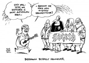 HoGeSa Hooligan-Demo Biermann Bundestag Karikatur Schwarwel