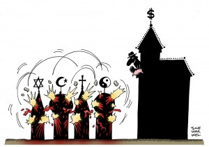 Solidaritätsmarsch in Paris:  Einig gegen Terror und Gewalt - Karikatur Schwarwel