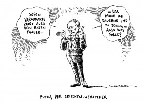Jauchs Fingergate bei Varoufakis + Putin nach 11 Tagen mit markigen Sprüchen zurück in der Öffentlichkeit – Karikatur Schwarwel