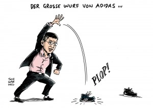 Adidas: Vorstand stellt Geschäftsplan für kommende Jahre vor - Karikatur Schwarwel