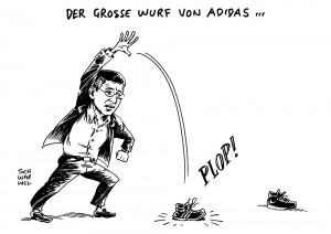Adidas: Vorstand stellt Geschäftsplan für kommende Jahre vor - Karikatur Schwarwel