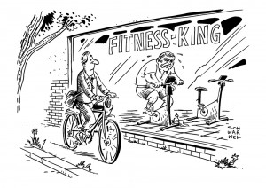 Fitness: Fitnesscenter verzeichnen hohen Mitglieder-Zuwachs - Karikatur Schwarwel