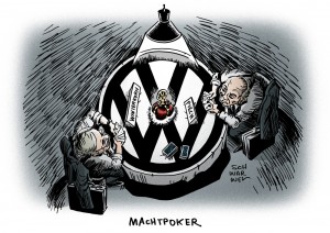 VW: Machtkampf zwischen Piech und Winterkorn - Karikatur Schwarwel